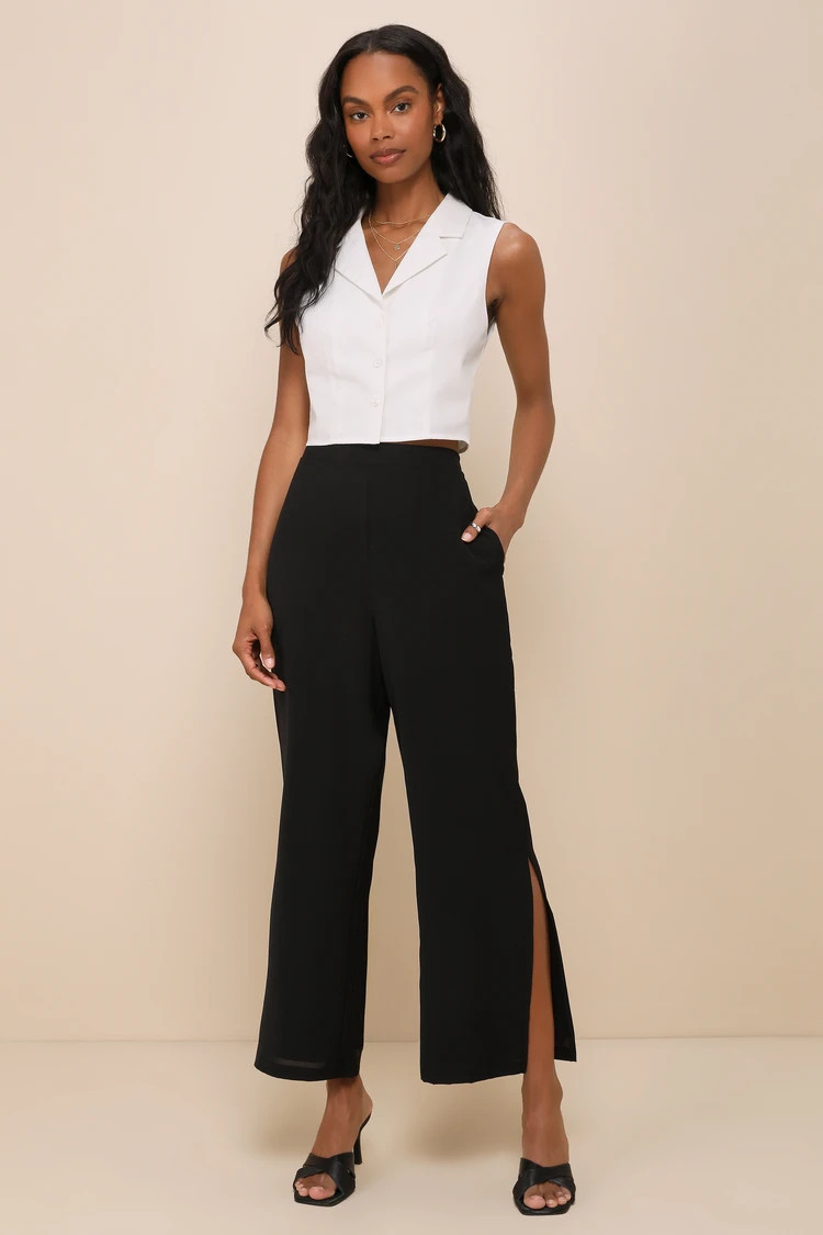 Sweetly Content Black High-Rise Straight Leg Pants | Lulus