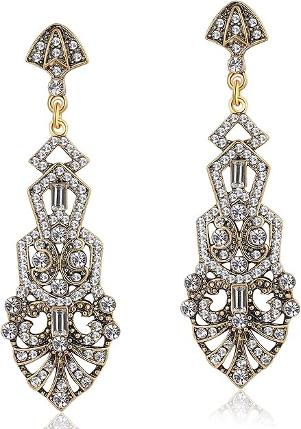 Coucoland 1920s Flapper Earrings Roaring 20s Great Gatsby Rhinestone Earrings | Amazon (US)