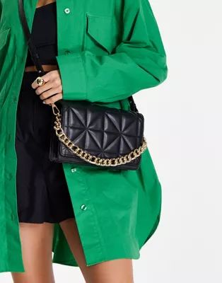 Topshop Cali quilted chain crossbody bag in black | ASOS (Global)