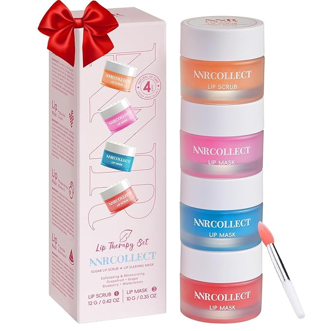 Lip Mask Set, 3 Overnight Lip Mask +1 Lip Scrub, Gift Set for Lip Care, Overnight Intensive Treat... | Amazon (US)