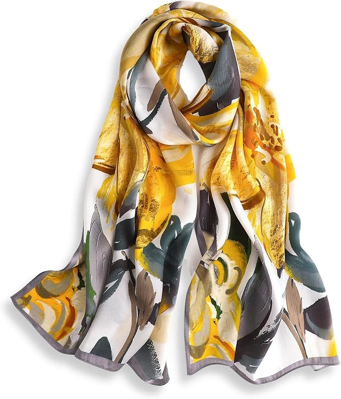 PoeticEHome 100% Mulberry Silk Long Scarf Wrap - Women's Large Oblong Sunscreen Shawl with Gift P... | Amazon (US)