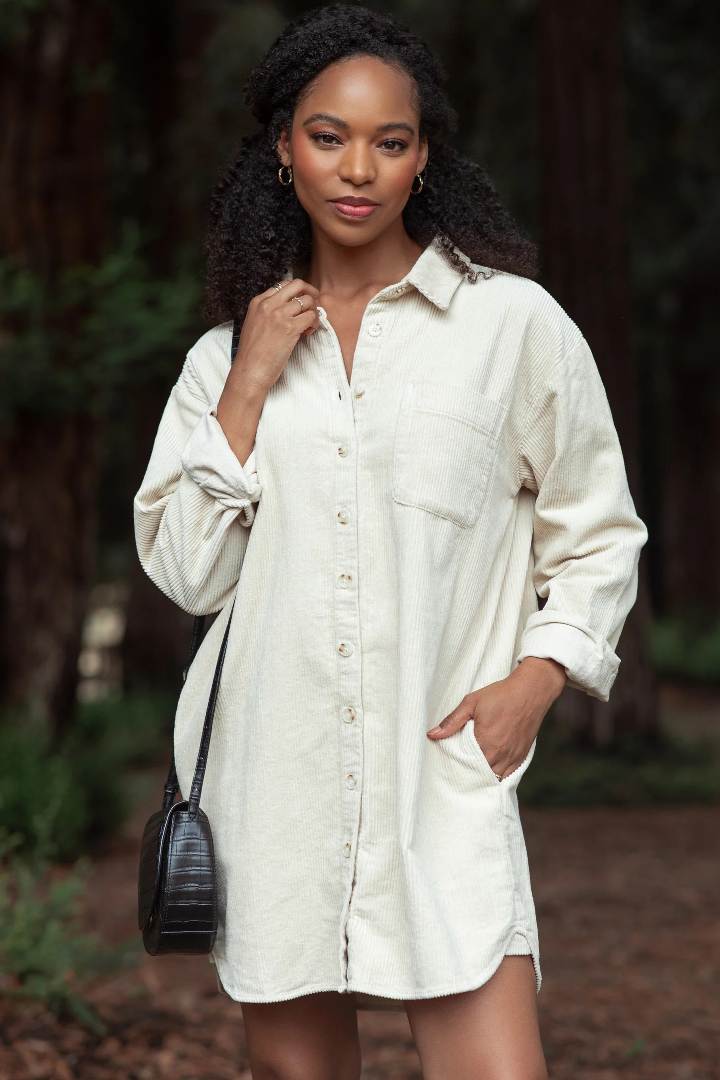 Beige Corduroy Shirt Mini Dress | PinkBlush Maternity