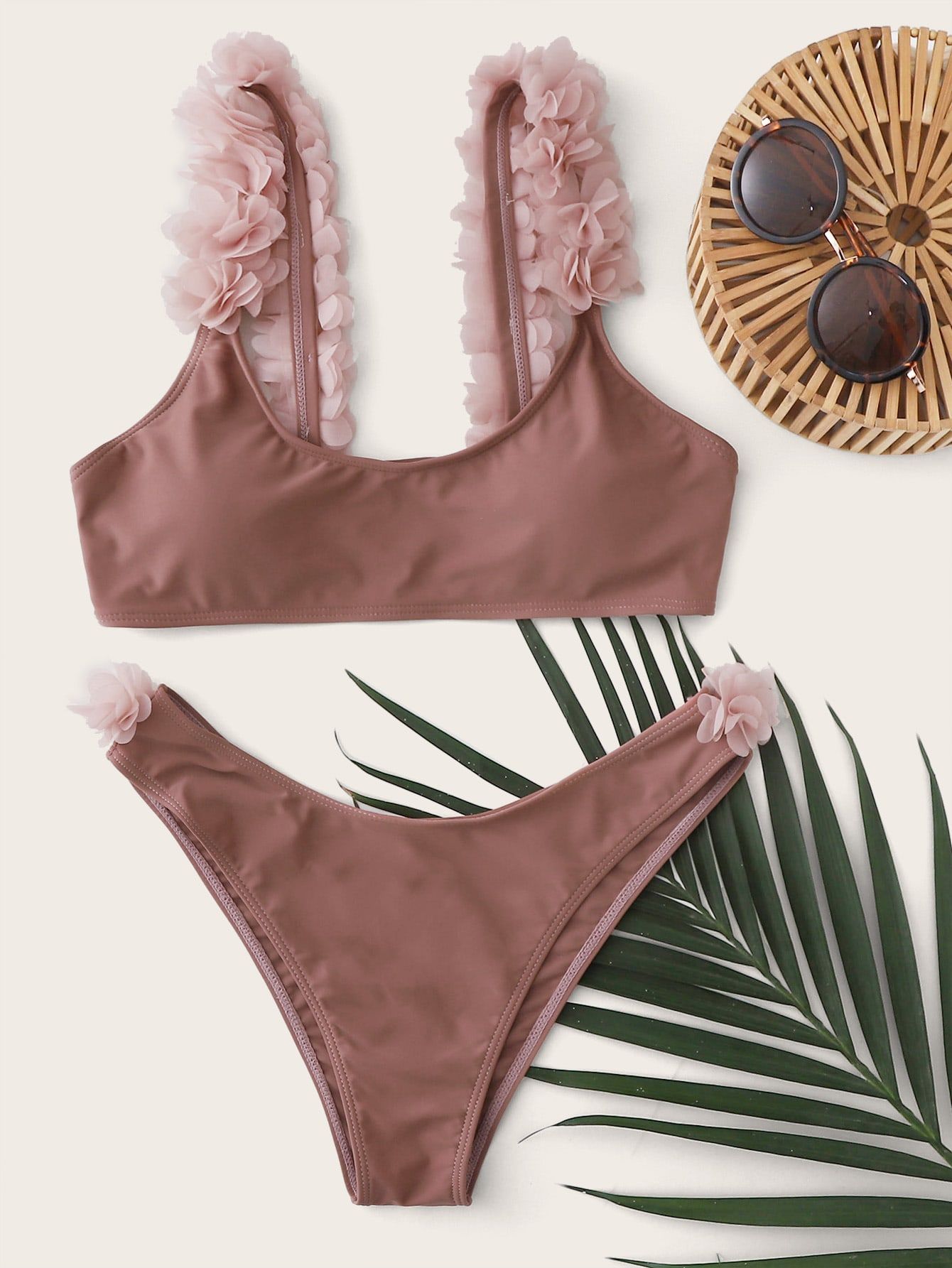3D Flower Appliques Bikini Swimsuit | SHEIN