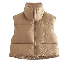Yuemengxuan Women's Winter Crop Vest Sleeveless Warm Outerwear Lightweight Cotton Puffer Vest Pad... | Amazon (US)