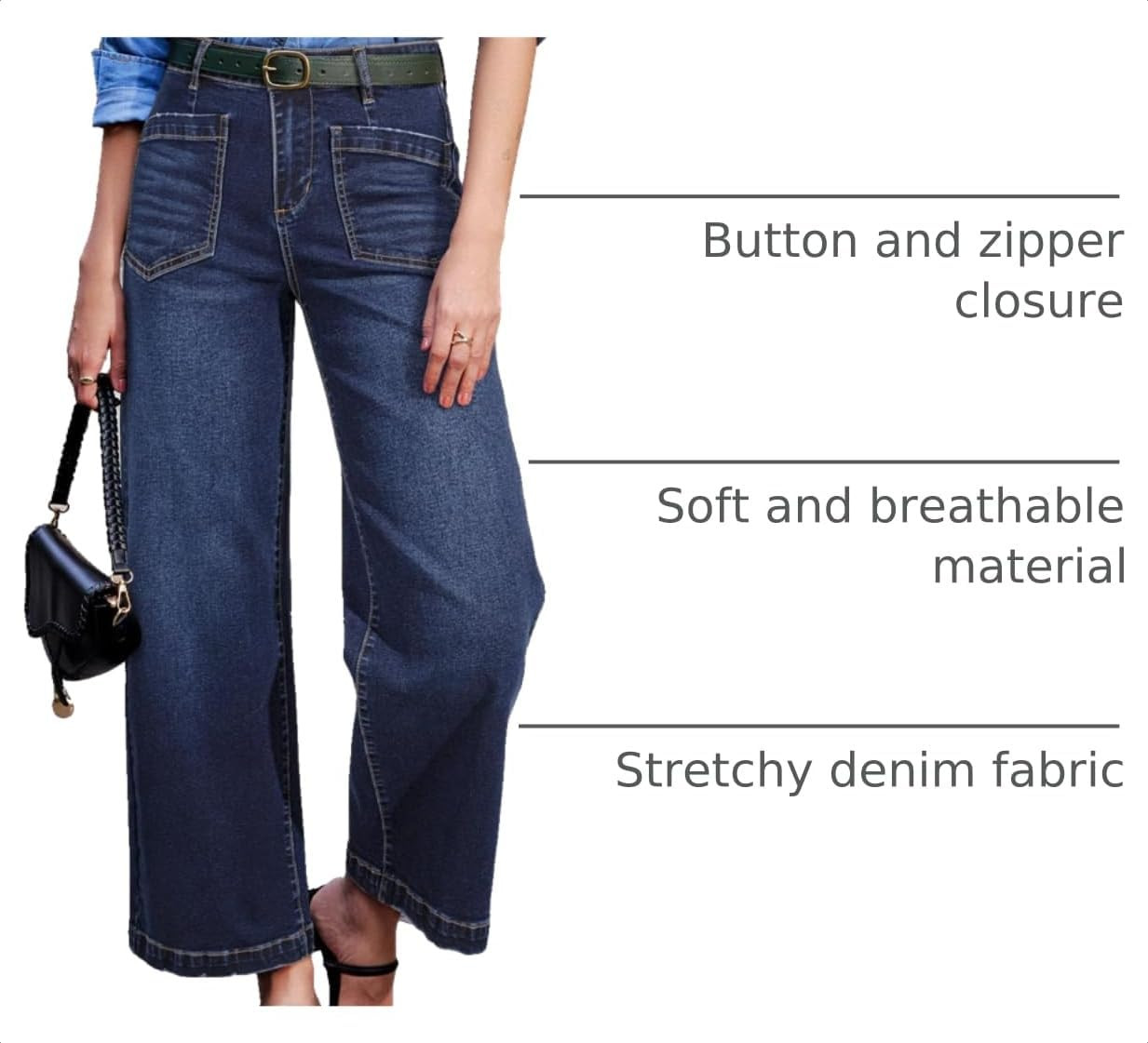 Sidefeel Wide Leg Jeans for Women High Waisted Stretchy Ankle Denim Pants | Amazon (US)