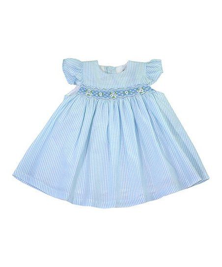 Blue Seersucker Smocked A-Line Dress - Infant & Toddler | Zulily