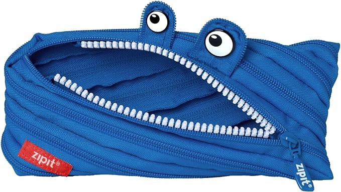 ZIPIT Monster Pencil Case for Kids, Cute Zipper Pouch for Boys, Blue | One long zipper pouch with... | Amazon (US)