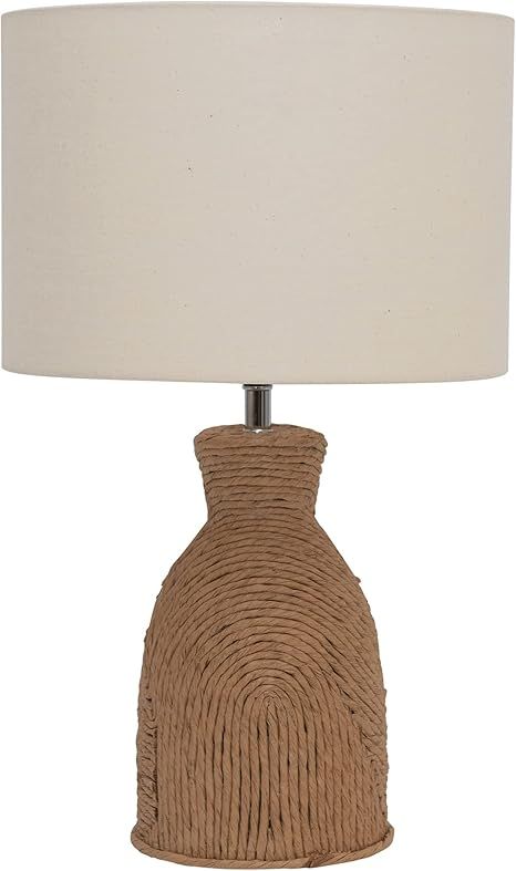 Creative Co-Op Paper Rope Weaving Table w/Cotton Shade Lamp, Natural | Amazon (US)