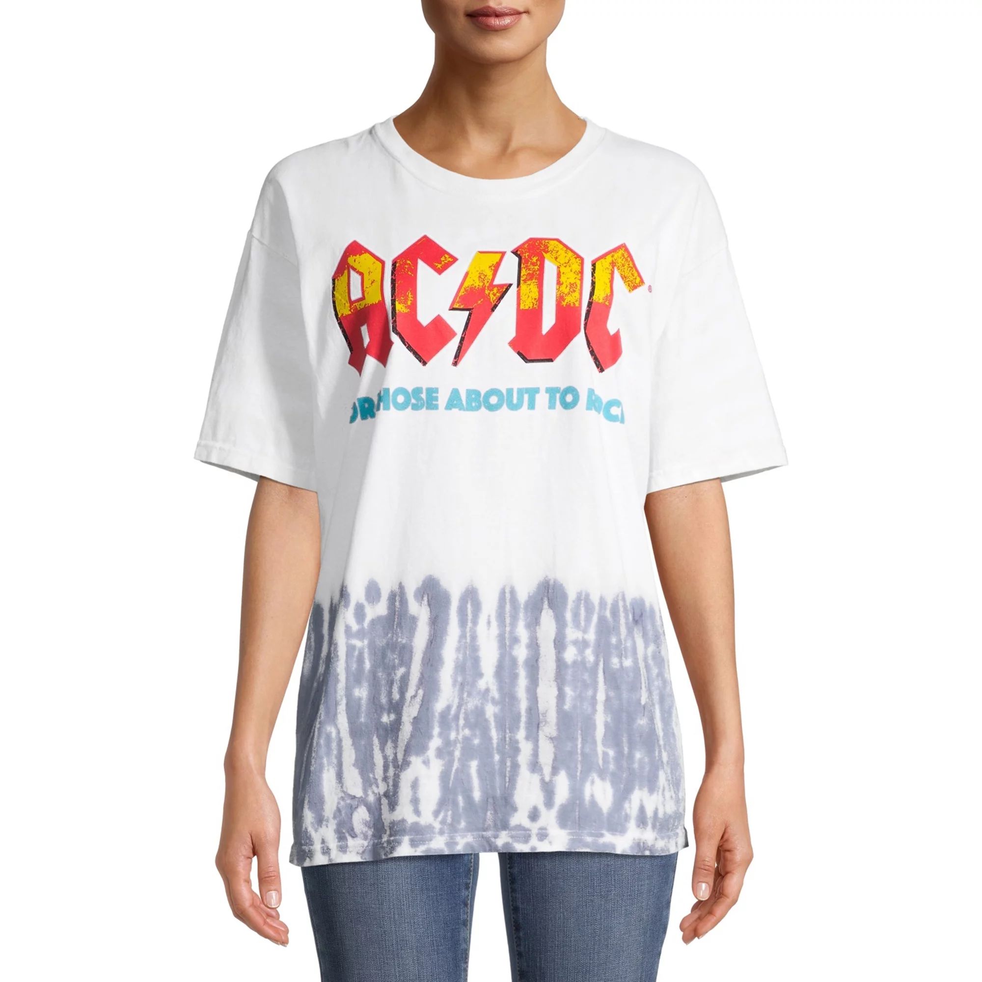 ACDC Women's Tie Dye Short Sleeve Graphic T-Shirt | Walmart (US)