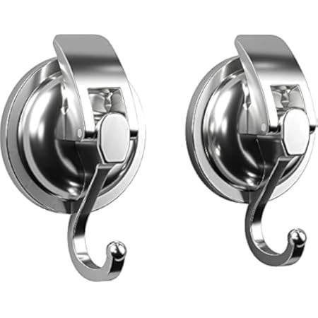 Suction Cup Hooks 2 Pack, YSSILADI Heavy Duty Vacuum Suction Shower Hooks Window Glass Kitchen Bathr | Amazon (US)