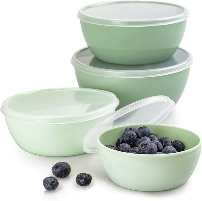 Cook with Color Plastic Prep Bowls - Mini Bowls with Lids, 8 Piece Nesting Bowls Set includes 4 P... | Amazon (US)