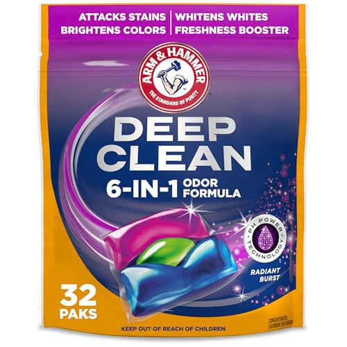 ARM & HAMMER Deep Clean Odor Formula Laundry Detergent Power Paks, 32 Count | Amazon (US)