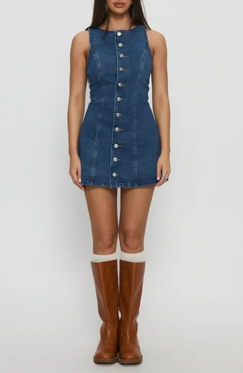 Princess Polly Yumiko Denim Skirted Romper in Blue at Nordstrom, Size 6 | Nordstrom