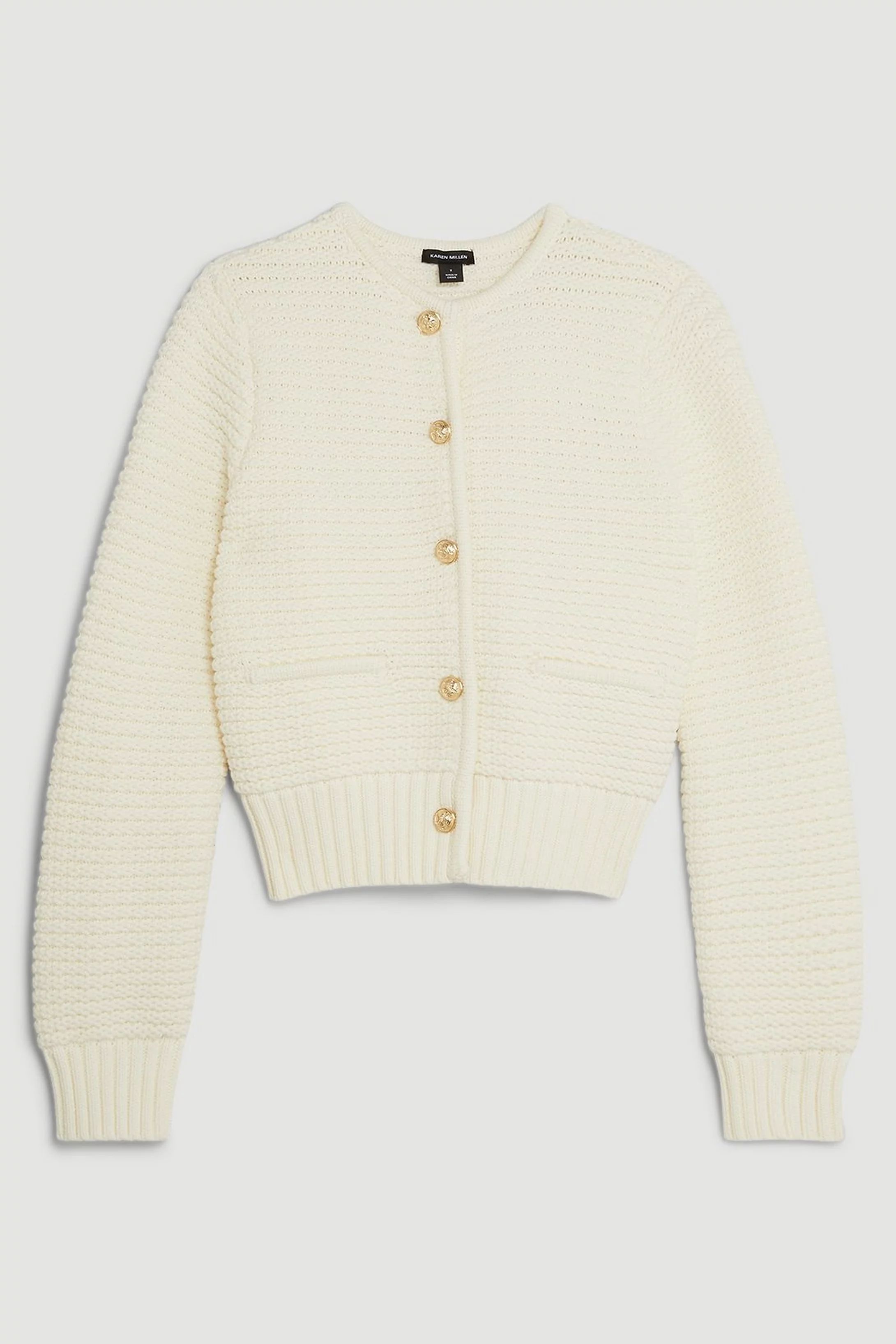 Tubular Cotton Chunky Knit Cardigan | Karen Millen UK + IE + DE + NL