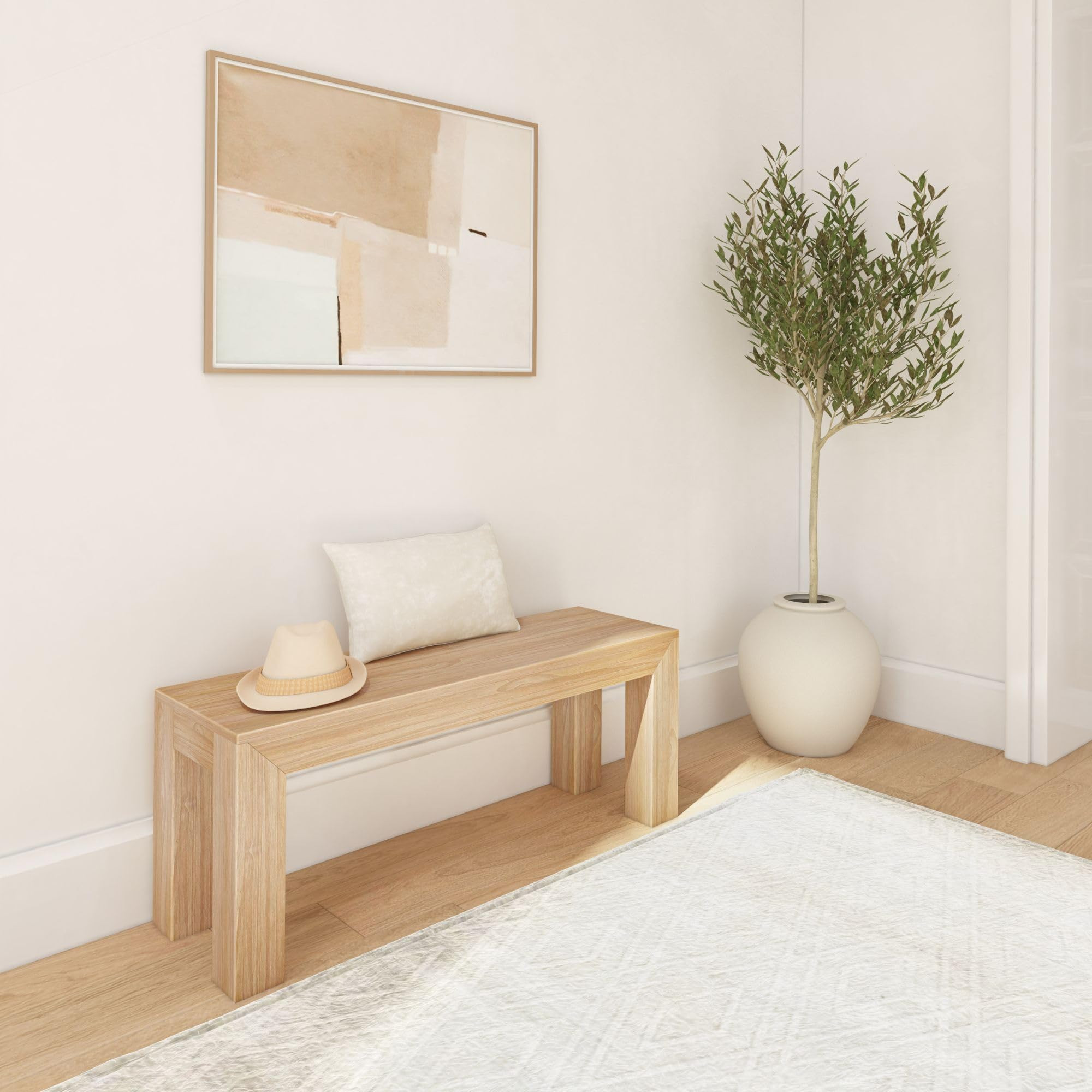 Plank+Beam Modern Dining Room Bench (49in / 1244mm), Blonde Wirebrush | Amazon (US)