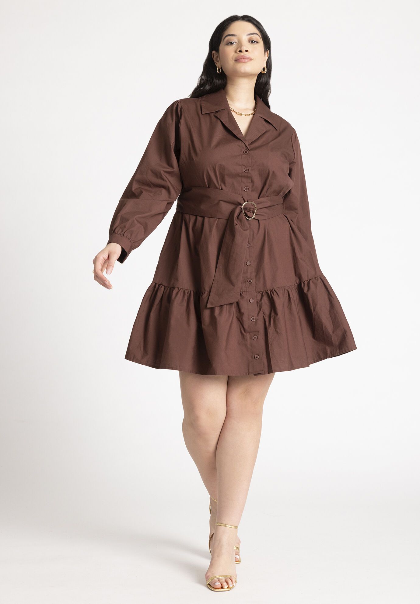 Mini Shirt Dress With Belt | Eloquii