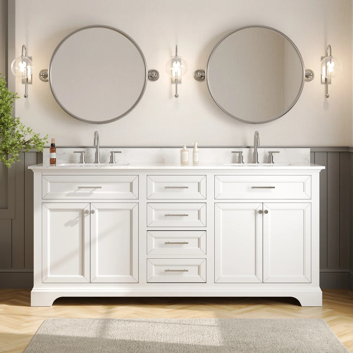 DeerValley Heritage 72'' Bathroom Vanity Double Sink Top with Backsplash, Fully Assembled Cabinet... | Wayfair North America