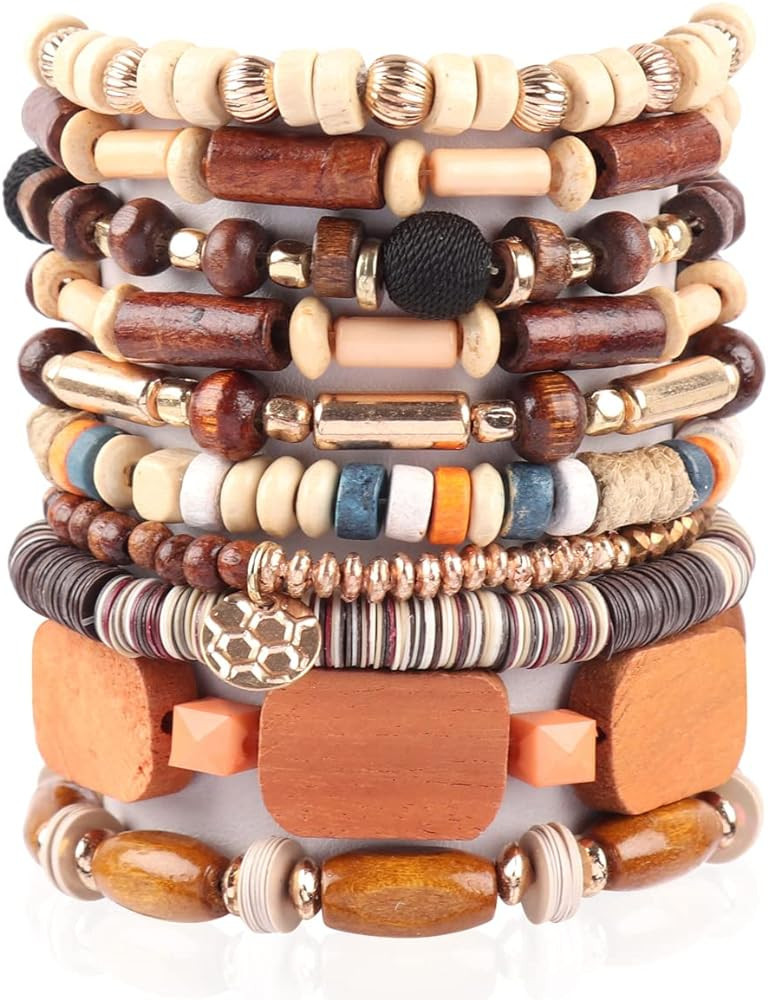 RIAH FASHION Statement Bracelets Beaded Gold Stackable Bracelets Amazon Bracelets Stacks Stack | Amazon (US)