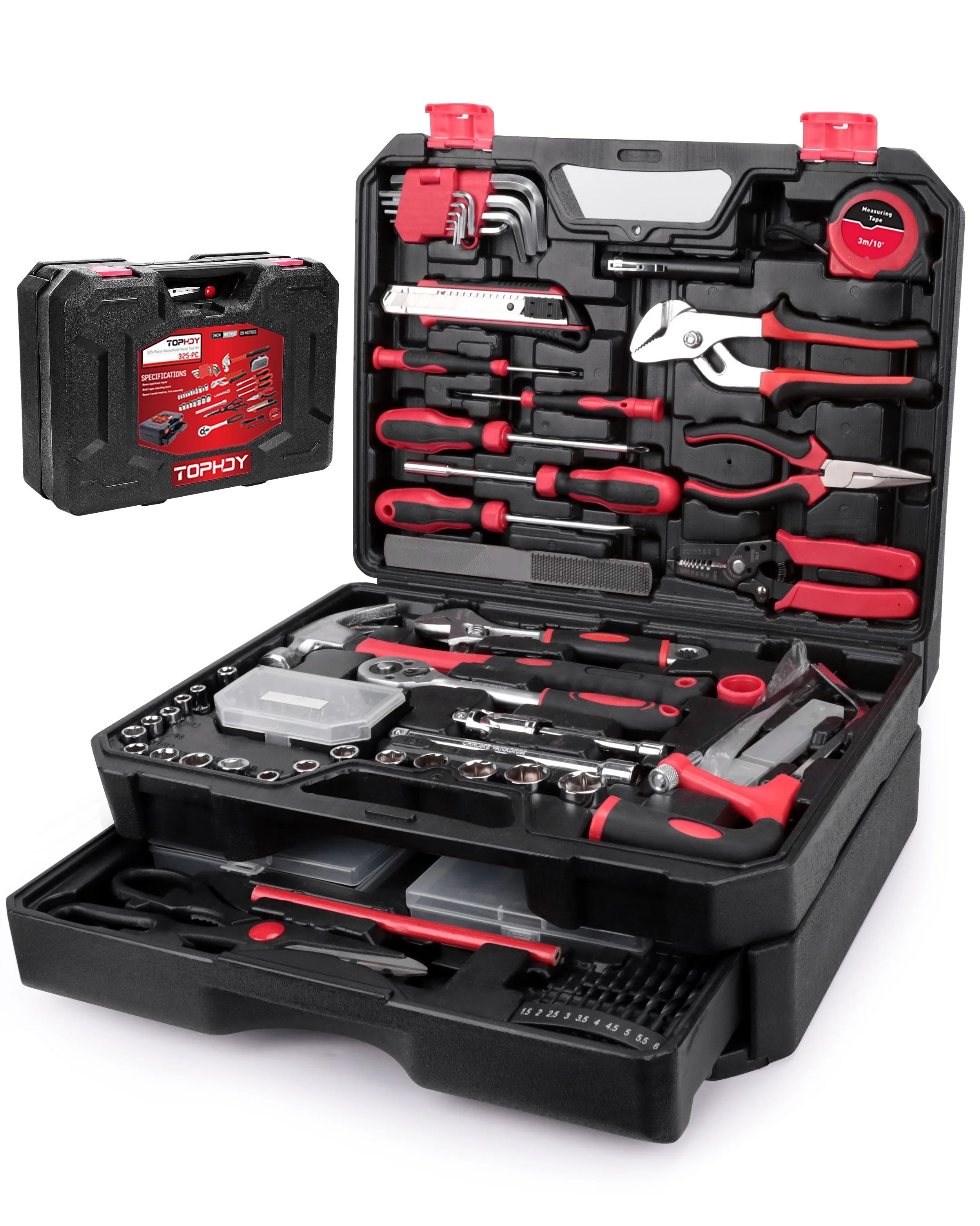 TOPHDY 325 Piece Home Tool Kit, Home Repair Tool Set, Toolbox Storage Case with Drawer, General H... | Walmart (US)
