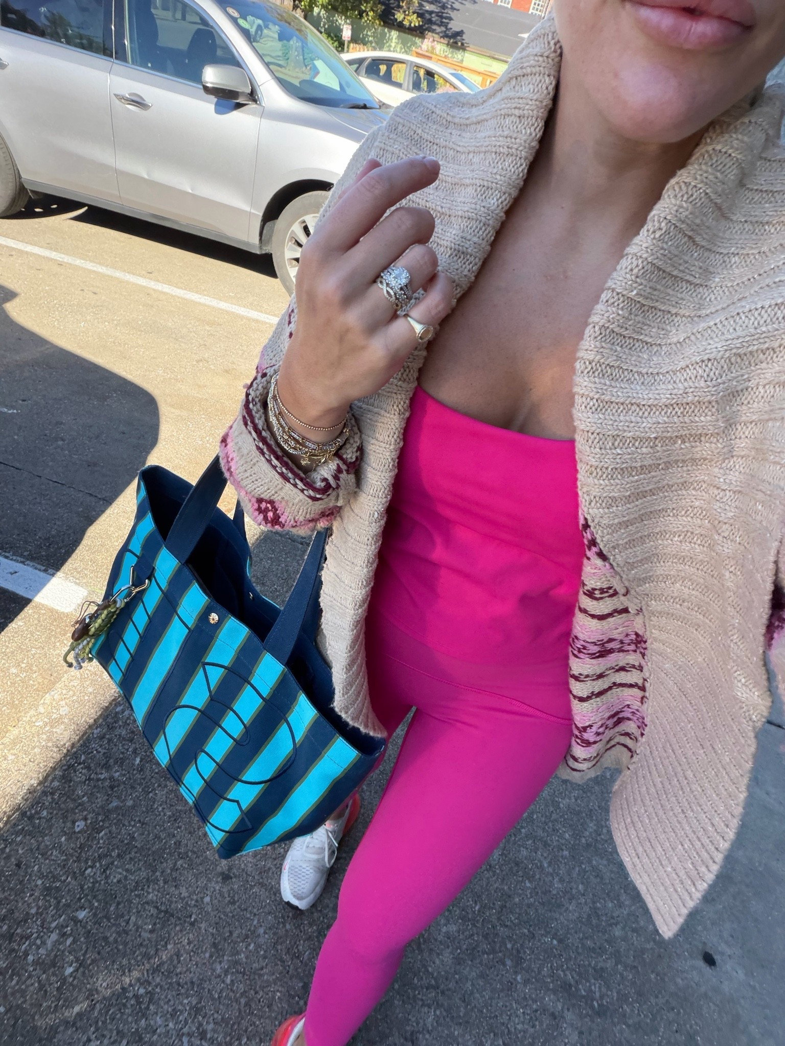 I just love this pink workout set so much! I’m in smalls
