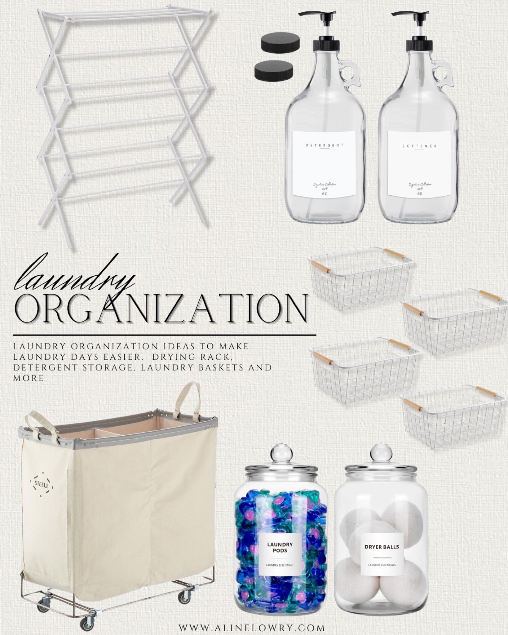 LAUNDRY ORGANIZATION IDEAS TO MAKE LAUNDRY DAYS EASIER. DRYING RACK, DETERGENT STORAGE. LAUNDRY BASKETS AND MORE

#homeorganization 

#LTKU #LTKhome