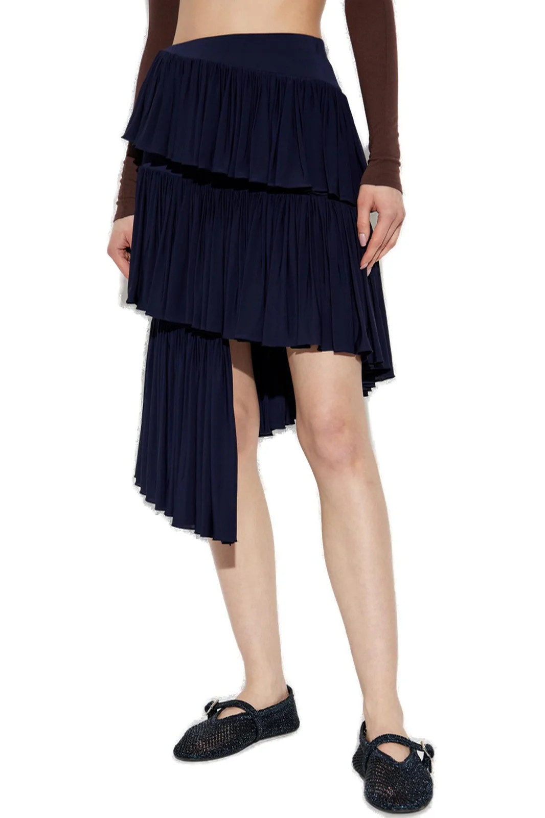 Ala\u00efa Asymmetrical Jersey Spiral Skirt | Cettire Global