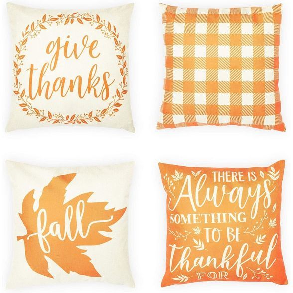 Okuna Outpost Set of 4 Fall Thanksgiving Decorative Pillow Case Cushion Covers 18 x 18 in, 4 Desi... | Target