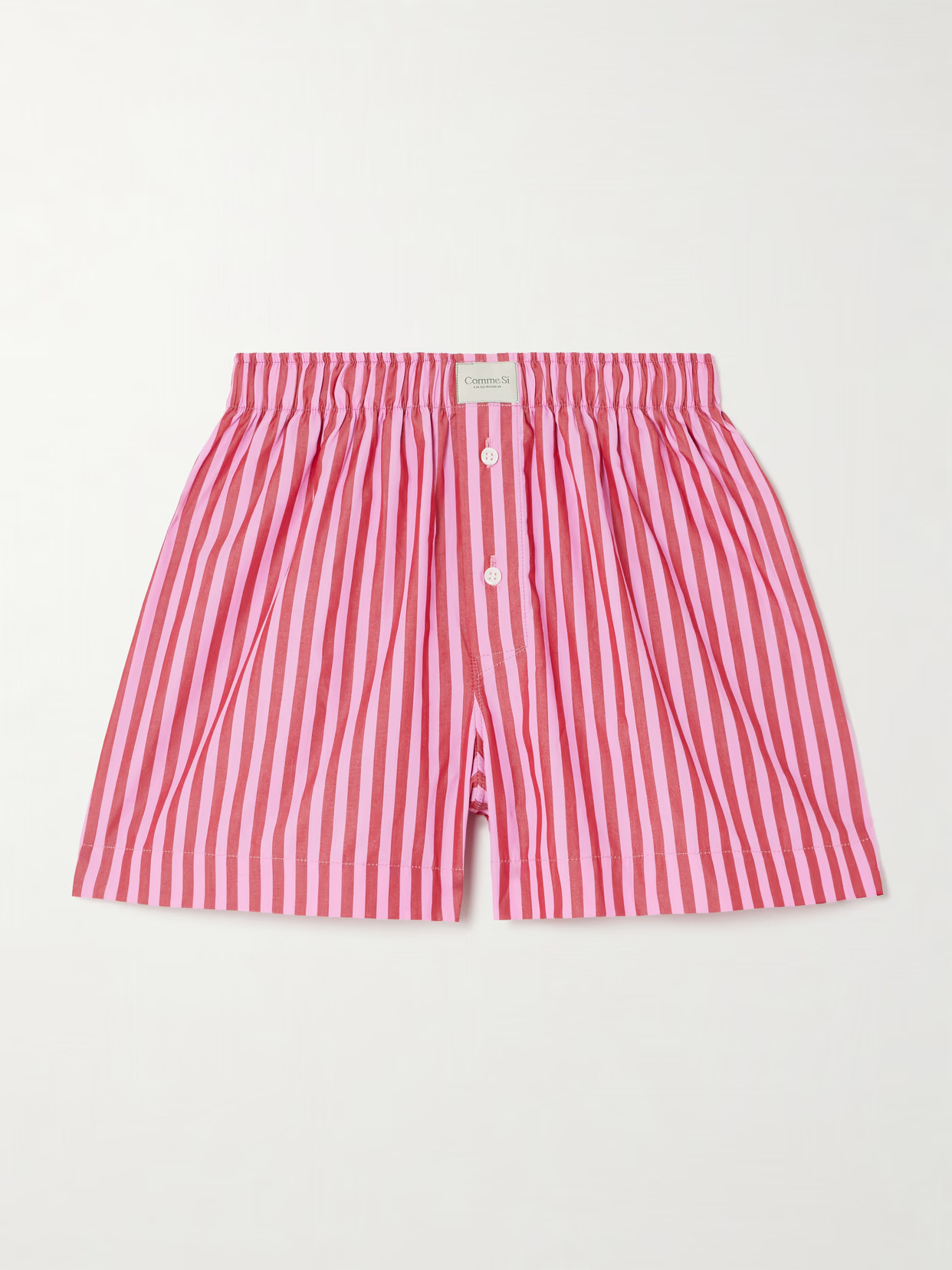 Comme Si - La Boxer Classica Striped Cotton-poplin Shorts - Pink | NET-A-PORTER (US)