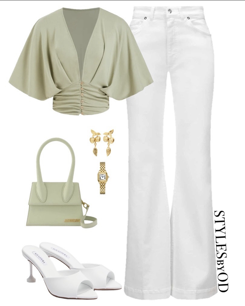 Cute and classy outfit for a spring brunch🍐☀️

Olive green top, white flared denim jeans, minimal and chic spring outfit, capsule wardrobe styling, fashion trends 2026 
#LTKfashion #LTKstyletip #dailyoutfits #ootd

#LTKMothersDay #LTKSeasonal #LTKWorkwear