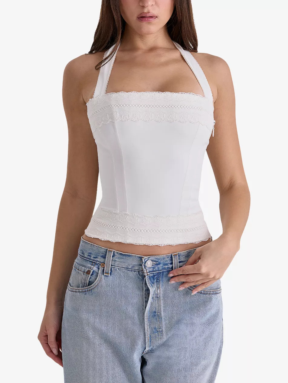 Cosette Halter-Neck Cotton Top | Selfridges