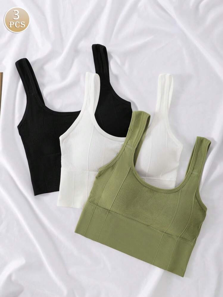Conjunto De 3 Piezas Con Sujetador Sin Espalda En Forma De U Y Ropa Interior Para Mujer, Lencería | SHEIN