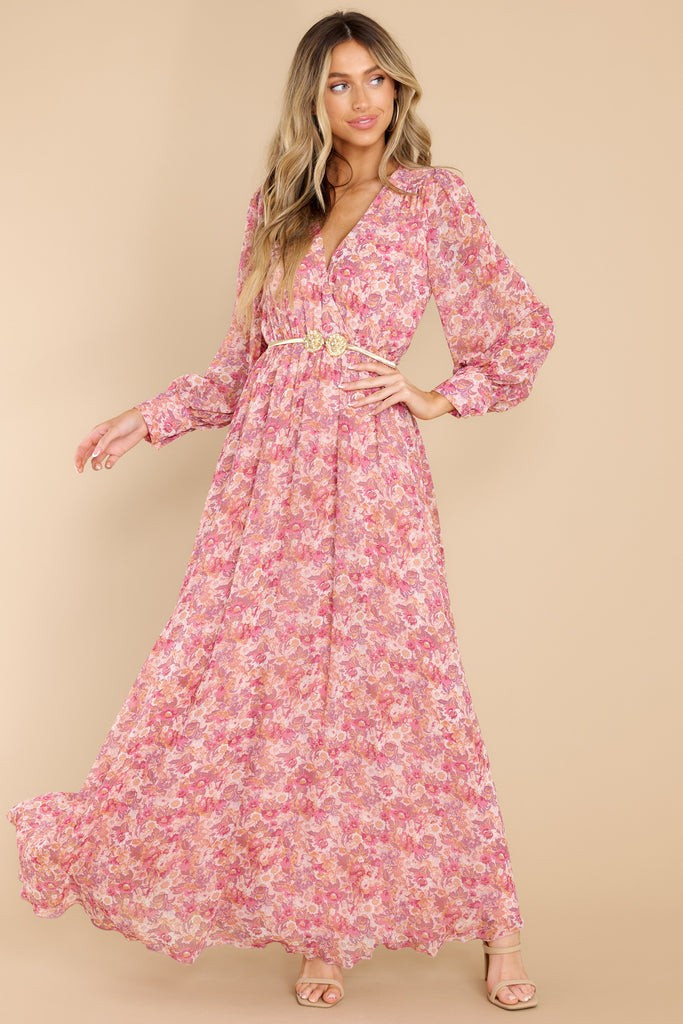 No Love Lost Pink Floral Print Maxi Dress | Red Dress 