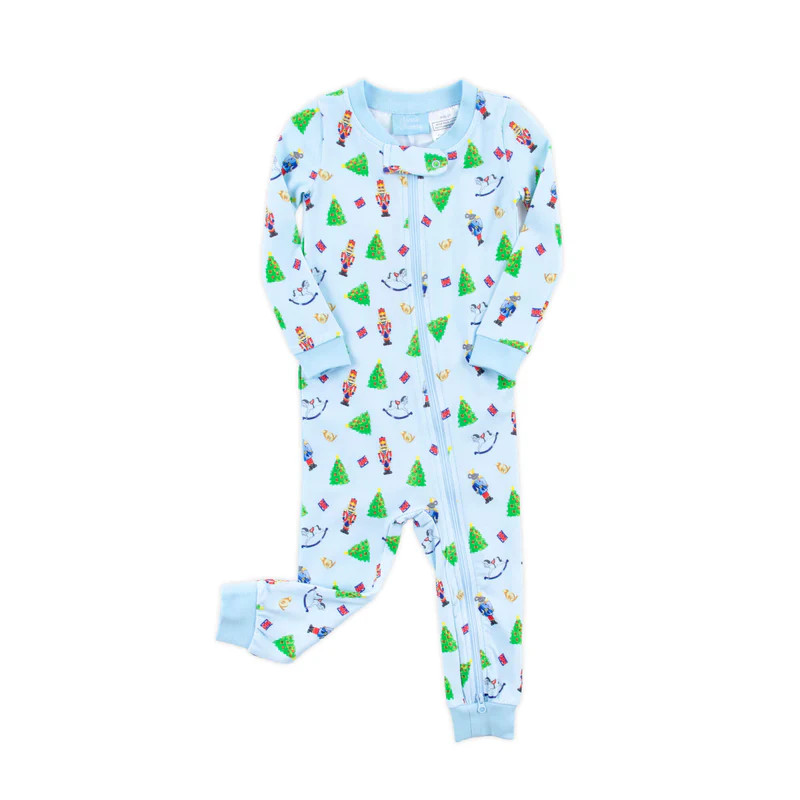 Nutcracker Blue Print Zip Sleeper | Classic Whimsy