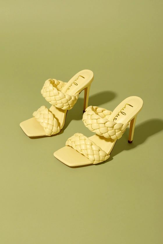 Kakee Yellow Woven High Heel Sandals | Lulus (US)