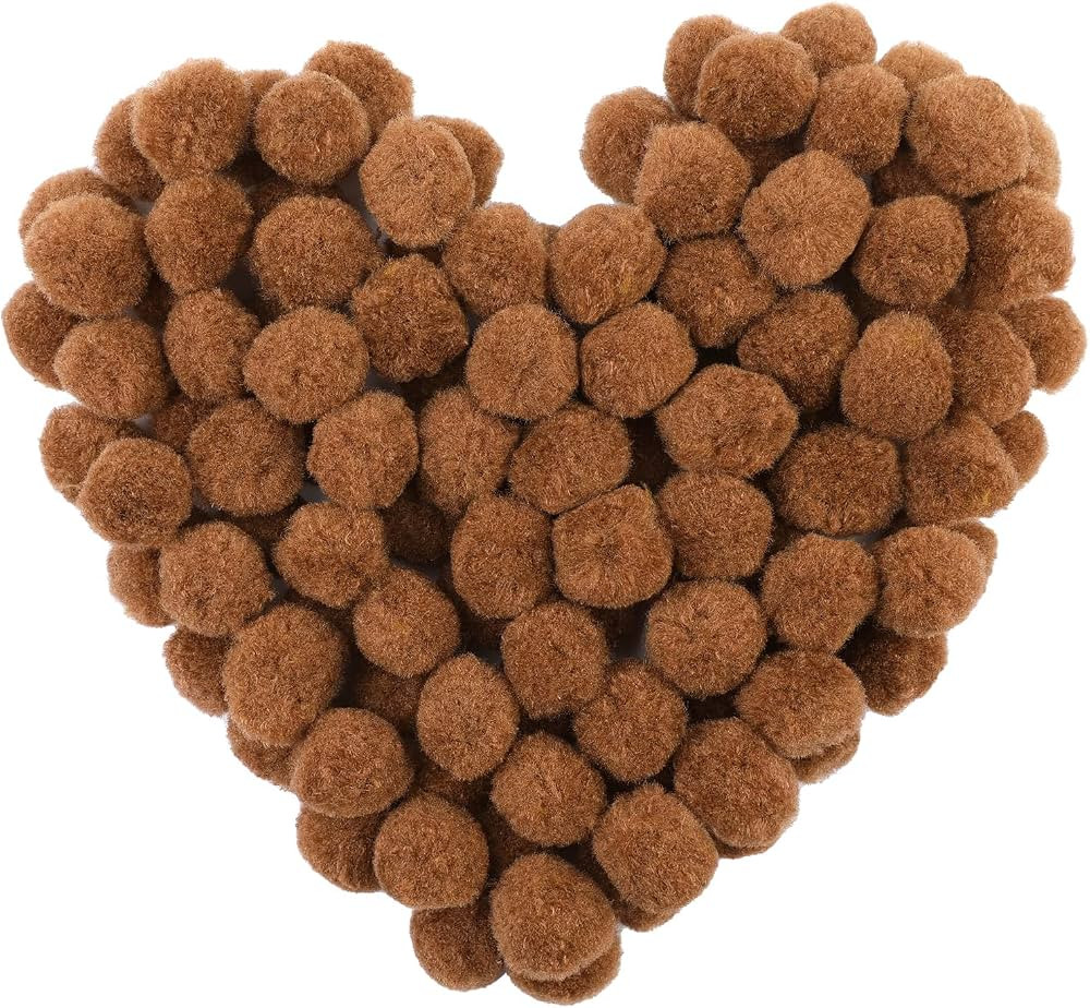 MORFEN 150 Pcs Pom Poms, 1 Inch Light Brown Craft Pom Poms, Fuzzy Pompom Puff Balls, Small Pom Po... | Amazon (US)