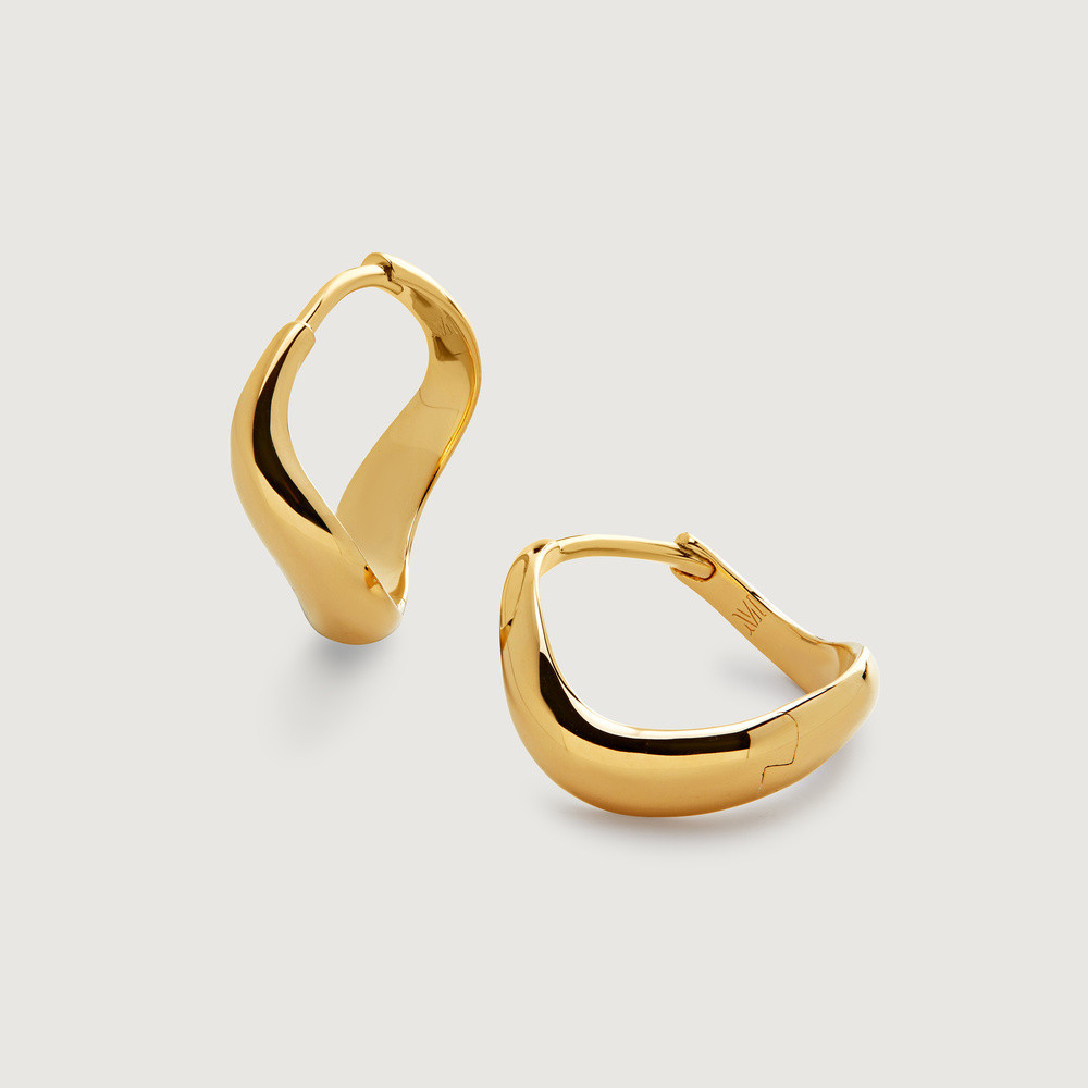 Gold Swirl Small Hoop Earrings | Monica Vinader (US)