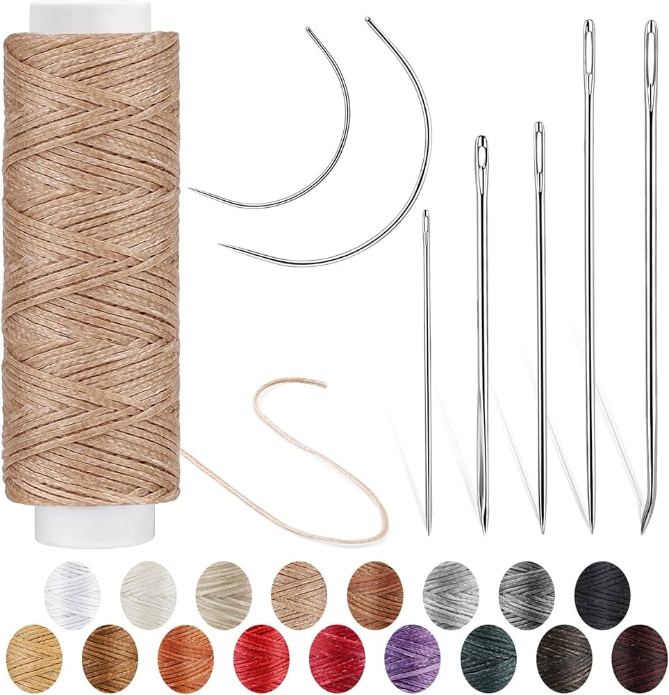 Ftyiwu Waxed Thread 32 Yards, Leather Sewing Waxed Thread with Hand Sewing Needles for Home Uphol... | Amazon (US)