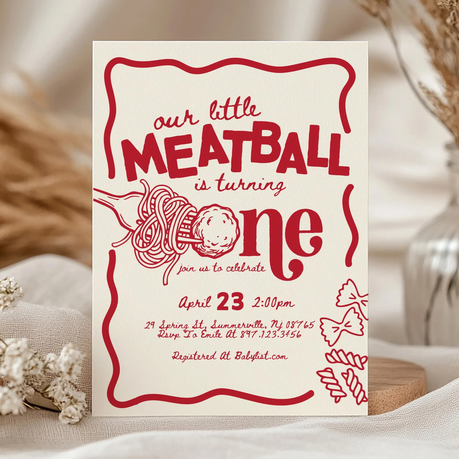 Editable Our Little Meatball is One Invitation - Italian Meatball Pasta Spaghetti First Birthday ... | Etsy (Global)