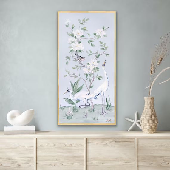 Cranes and Gardenias Chinoiserie Fine Art Print 10 X 20 | Etsy | Etsy (US)