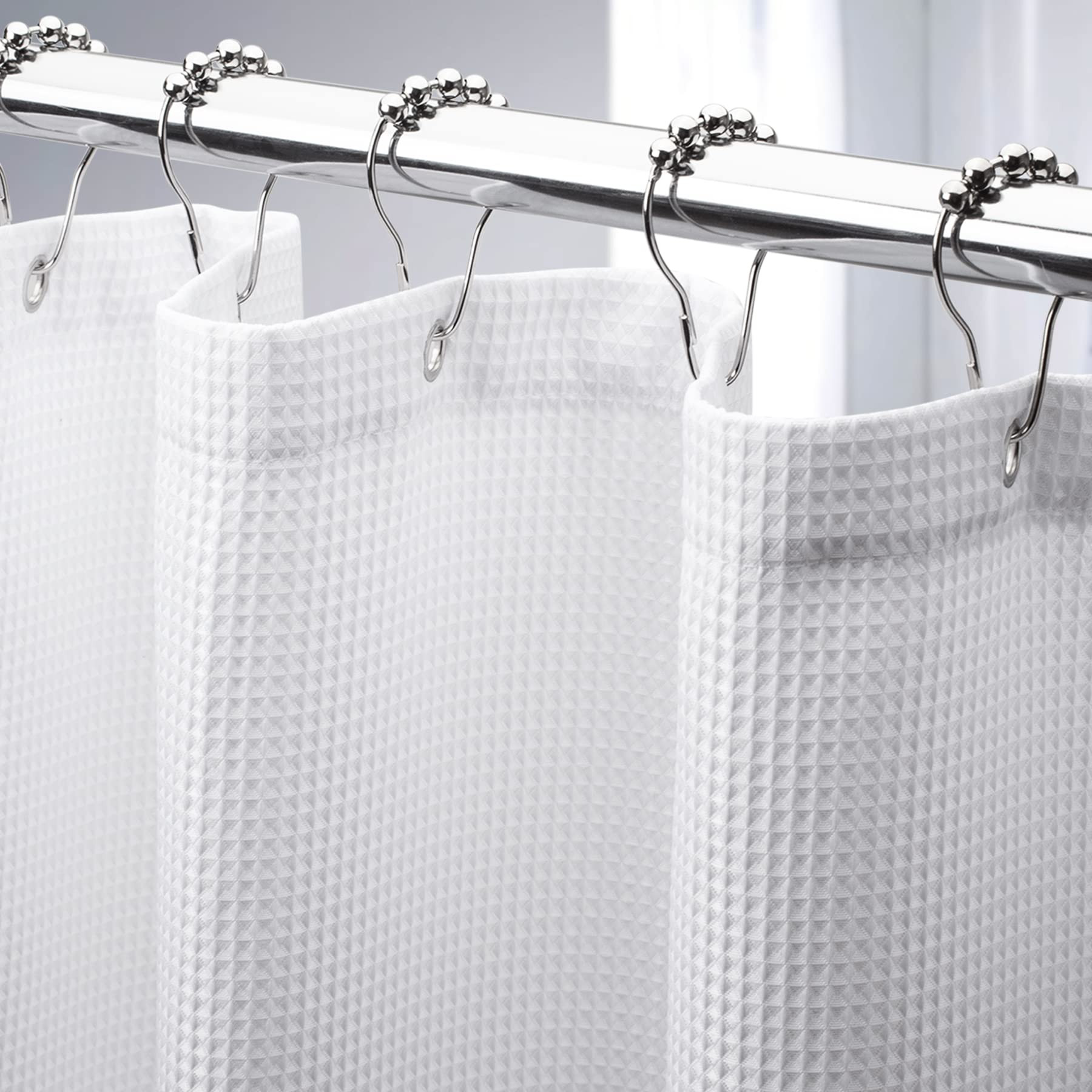 AmazerBath Extra Long Shower Curtain 96 Inches Long, Waffle Shower Curtain White Extra Long, Fabr... | Amazon (US)