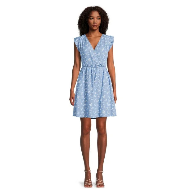 Time and Tru Women's Surplus Flutter Sleeve Mini Dress | Walmart (US)