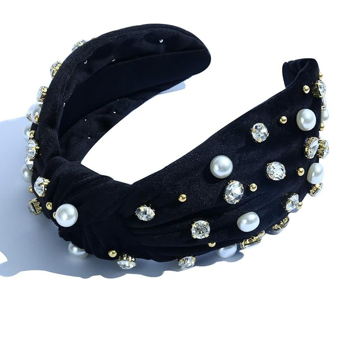 Amazon.com : Pearly Crystal Knotted Women Headband Luxury Pink Jeweled Embellished Top Hairband F... | Amazon (US)