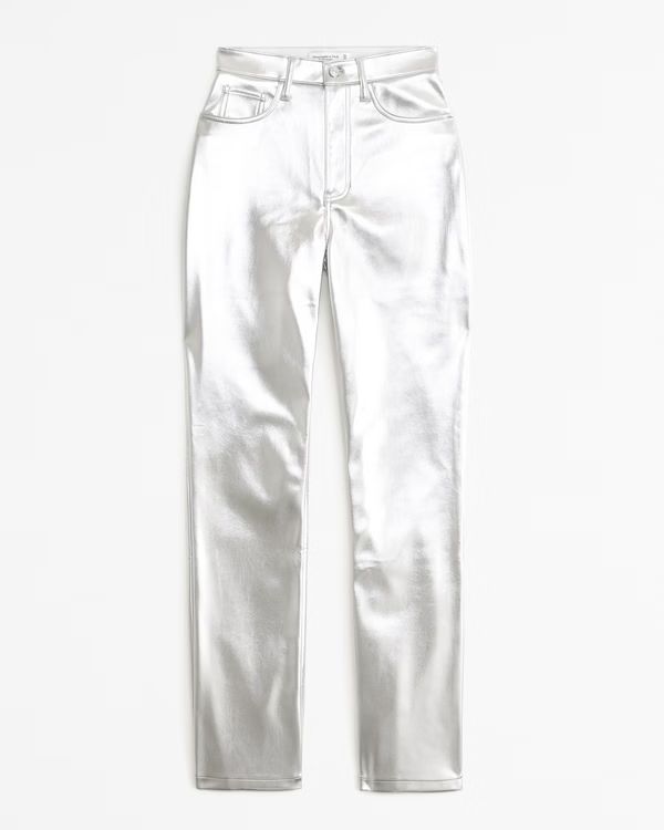 Women's Curve Love Vegan Leather 90s Straight Pant | Women's Clearance | Abercrombie.com | Abercrombie & Fitch (US)