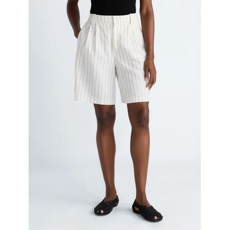 Scoop Women’s Pleated Bermuda Shorts, 9'' Inseam, Sizes 0-26W | Walmart (US)