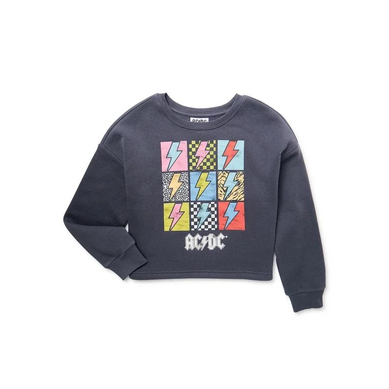 Grayson Social Girls ACDC Graphic Crewneck Sweatshirt with Long Sleeves, Sizes 4/5-14/16 & Plus | Walmart (US)