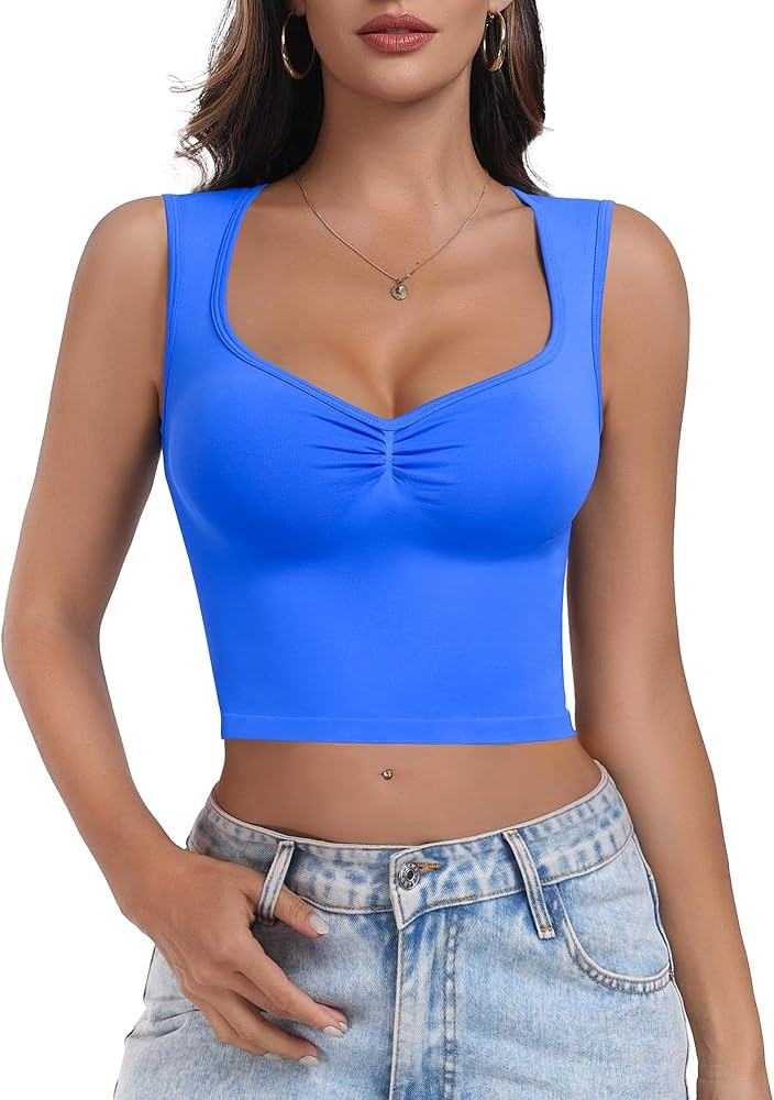 EUYZOU Women Going Out Crop Tank Top Trendy Cute Summer Tops Slim Fitted Basic Tank | Amazon (US)