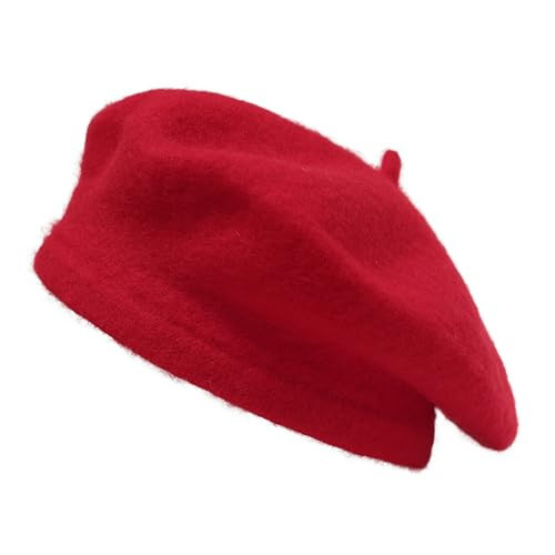 ZLYC Wool Kids Beret Hat Girls Solid Color Artist French Beret Cap, Traditional Red | Amazon (US)