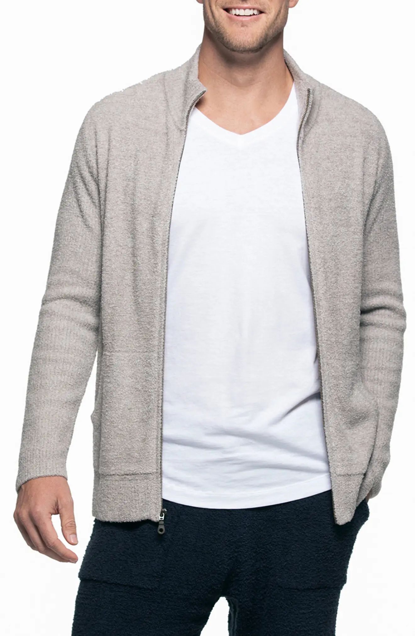 Men's Barefoot Dreams Lite Zip Cardigan, Size Small - Grey | Nordstrom