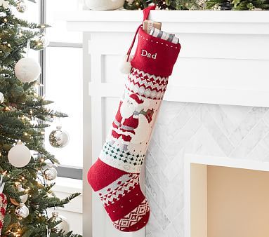 Santa Heirloom Knit Christmas Stocking | Pottery Barn Kids