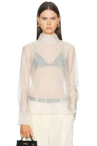 RENGGLI Organza Turtleneck Blouse in Cream | FWRD 